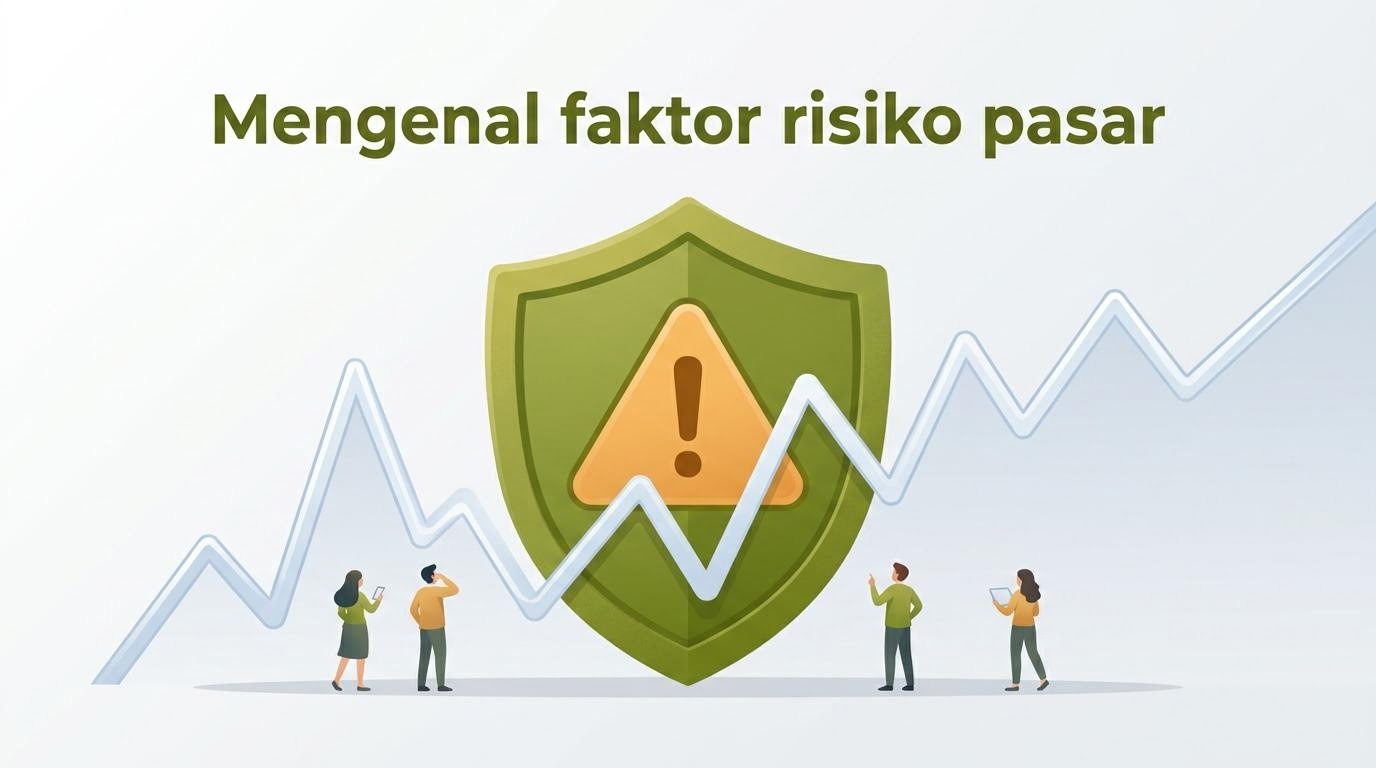 Ilustrasi perisai dengan tanda perhatian dan grafik yang berfluktuasi